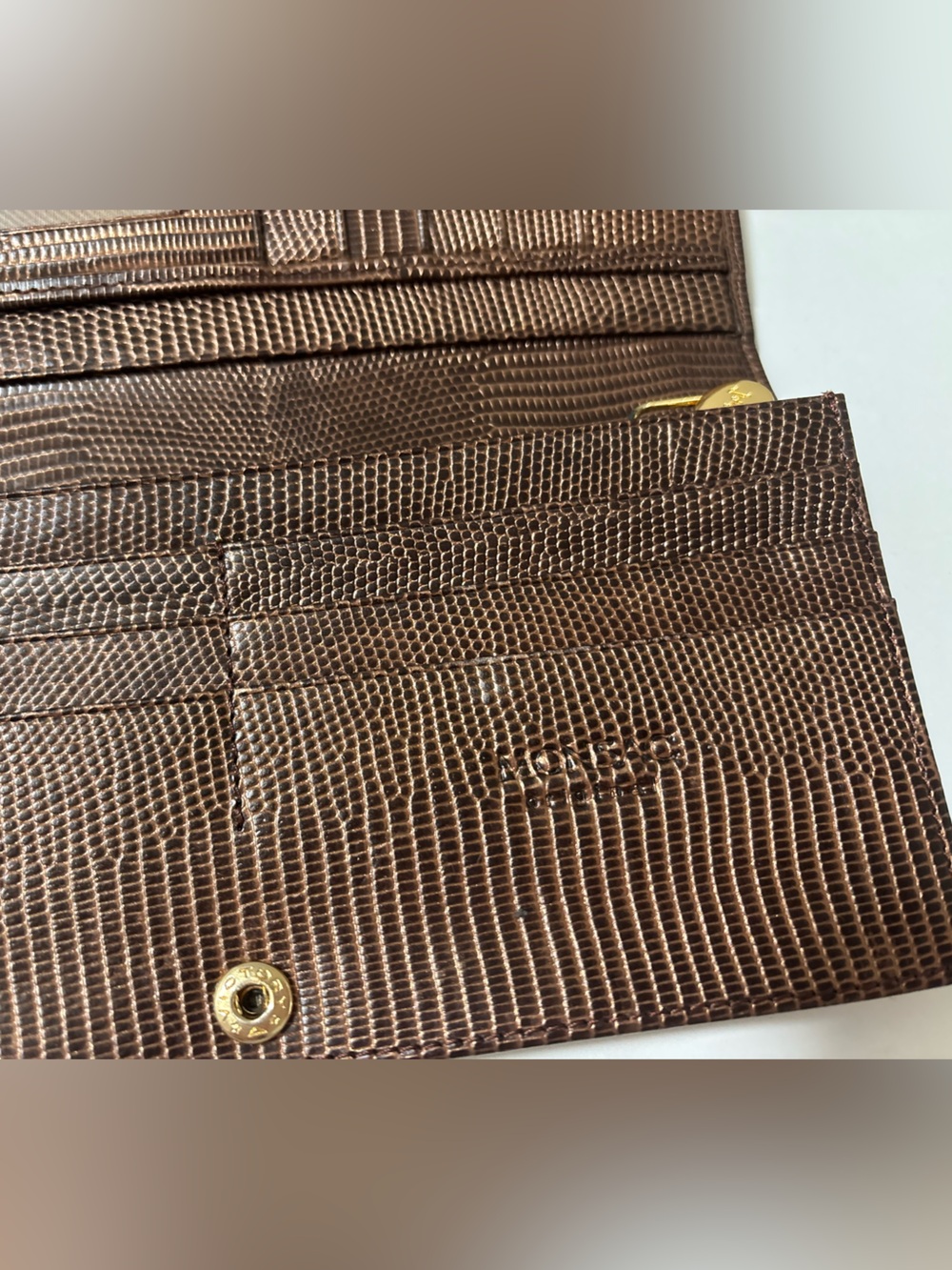 Mosaic Genuine Leather Brown Lizard-Embossed Long Wallet - Picture 5 of 6